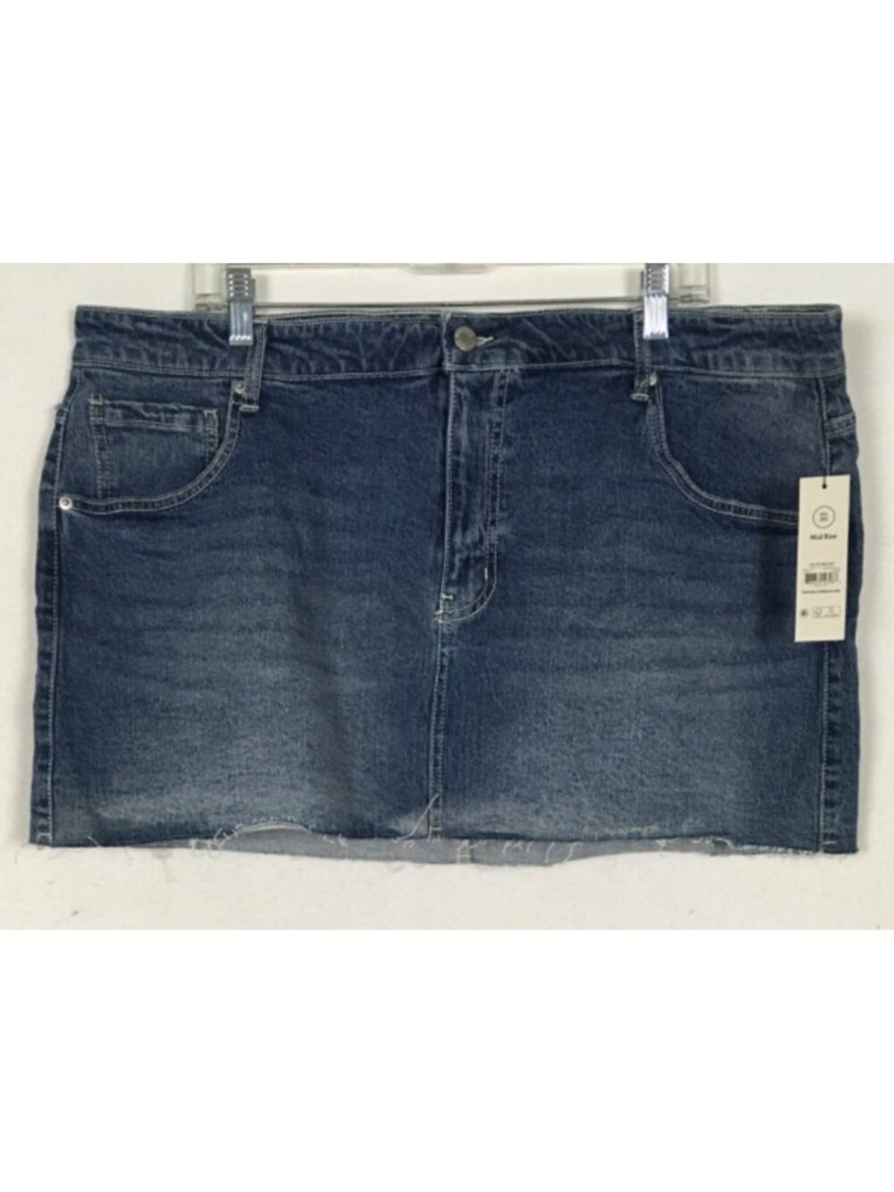 No Boundaries Denim Mini Skirt Size XXL 20 Blue Front Back Pockets New w Tags